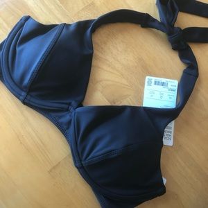 NWT Athleta Halter Bikini Top black Size 36 B/C